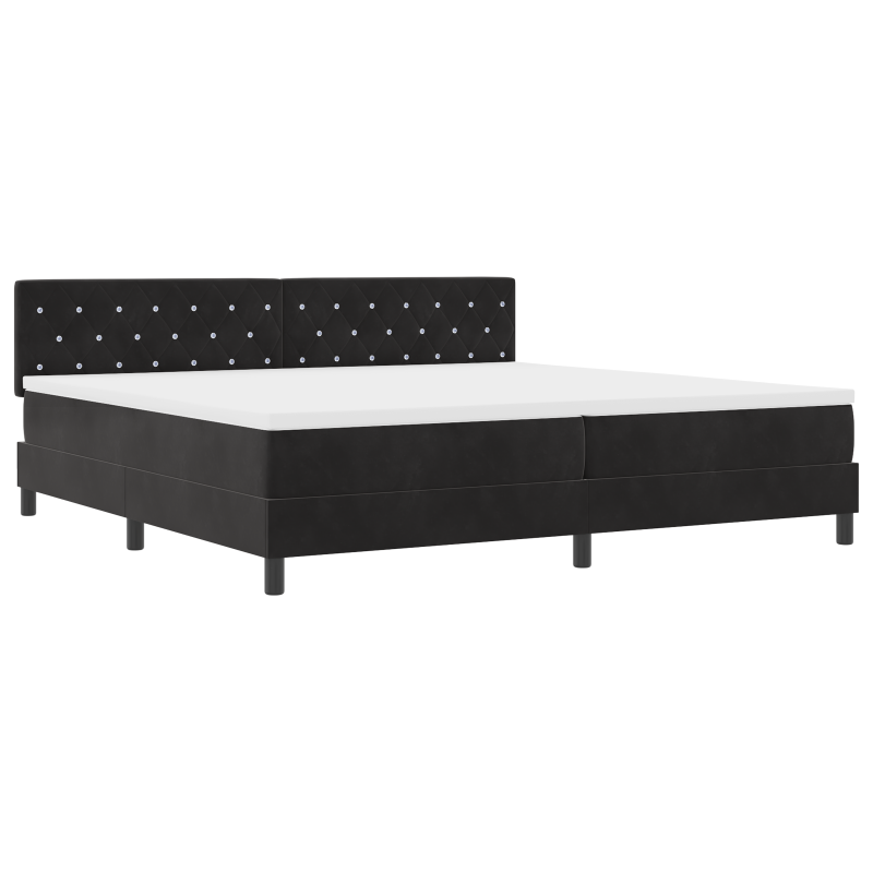 Boxspringbett mit Matratze & LED Schwarz 200x200 cm Samt