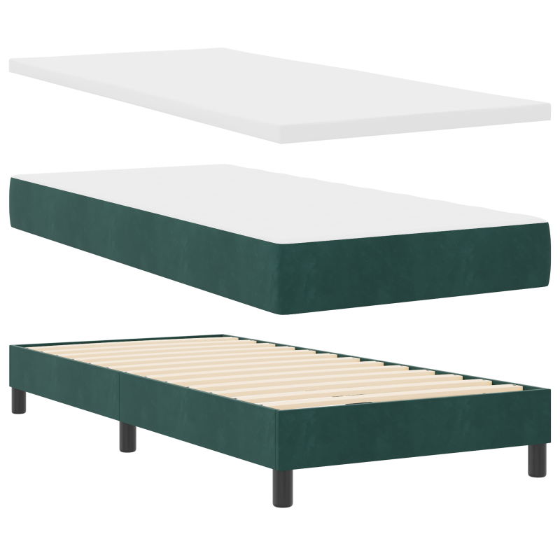 Boxspringbett mit Matratze & LED Dunkelgrün 80x200 cm Samt