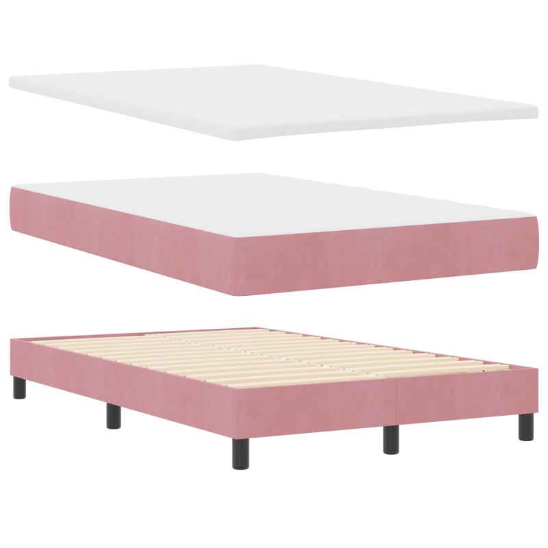 Boxspringbett mit Matratze & LED Rosa 120x190 cm Samt