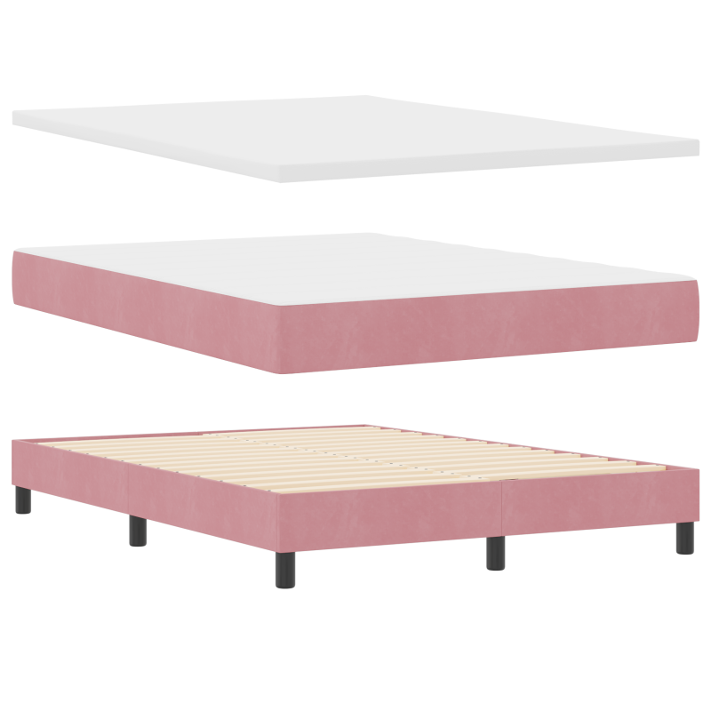 Boxspringbett mit Matratze & LED Rosa 140x200 cm Samt