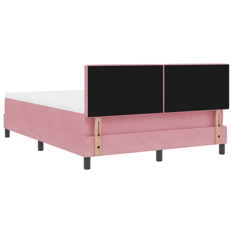 Boxspringbett mit Matratze & LED Rosa 140x200 cm Samt