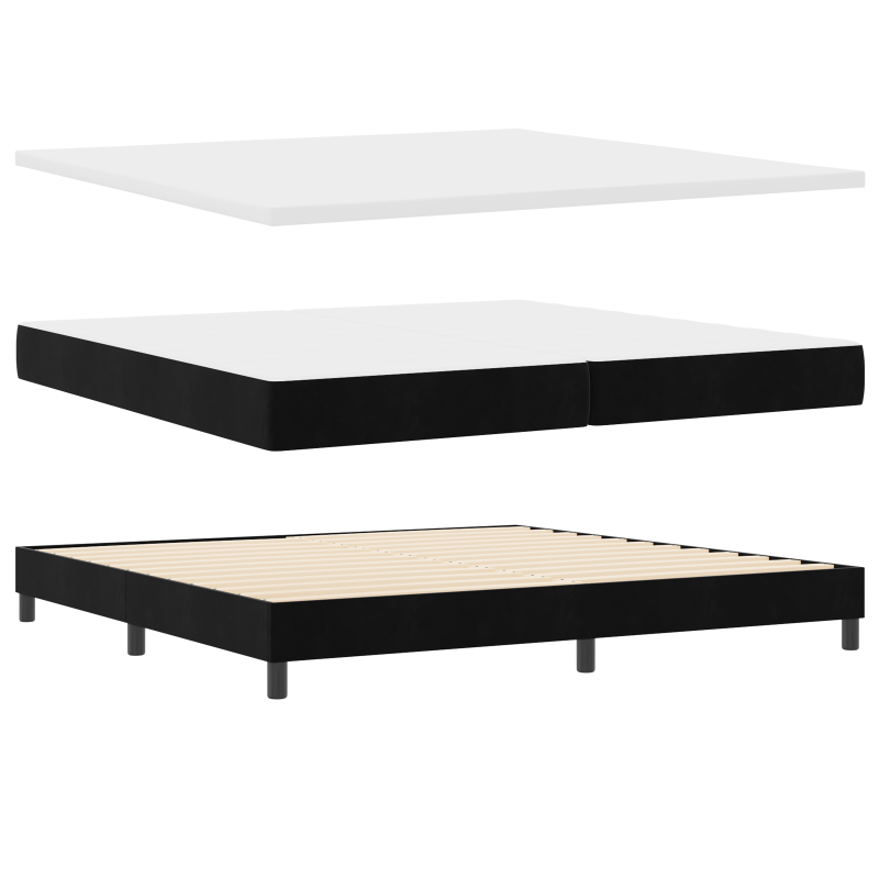 Boxspringbett mit Matratze & LED Schwarz 200x200 cm Samt