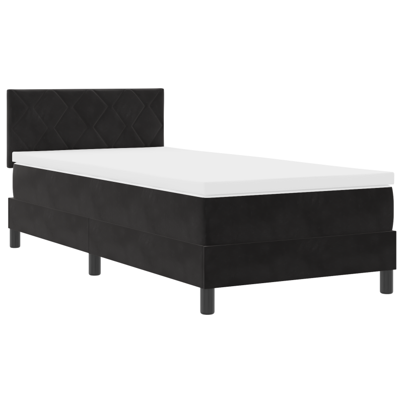 Boxspringbett mit Matratze und LED Schwarz 90x190 cm Samt