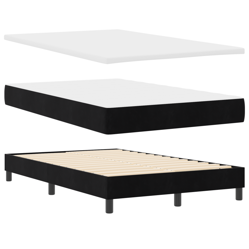 Boxspringbett mit Matratze & LED Schwarz 120x190 cm Samt