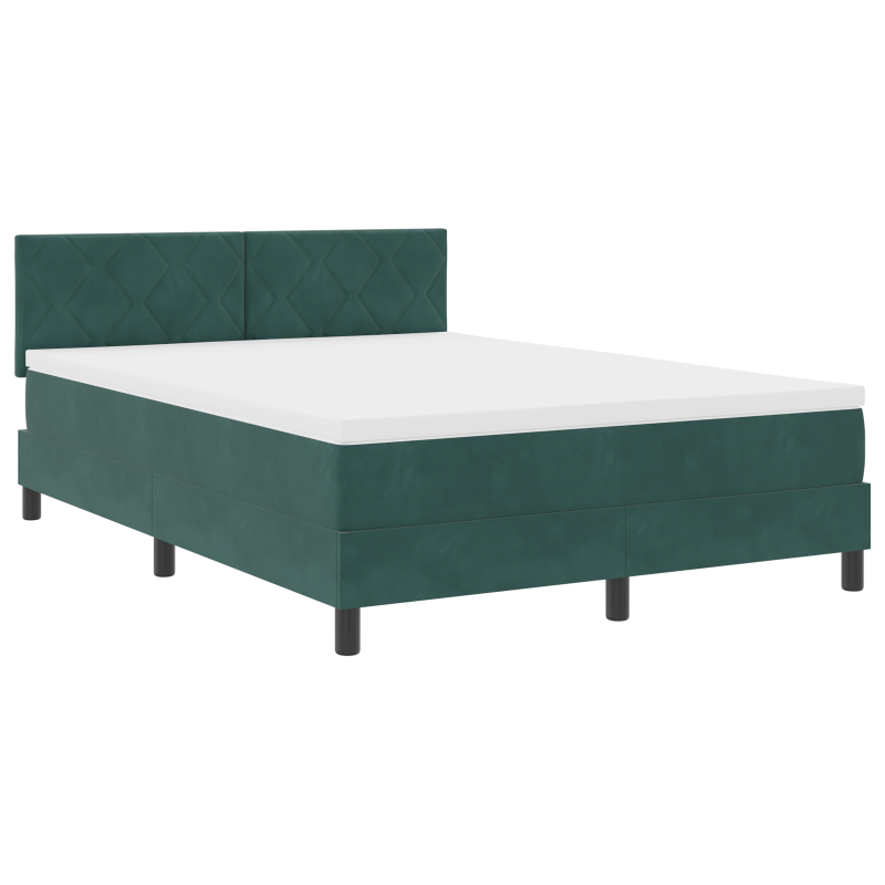 Boxspringbett mit Matratze & LED Dunkelgrün 140x190 cm Velours