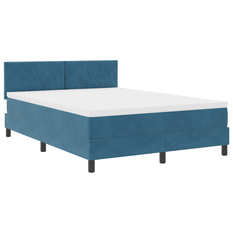 Boxspringbett mit Matratze und LED Dunkelblau 140x190 cm Samt