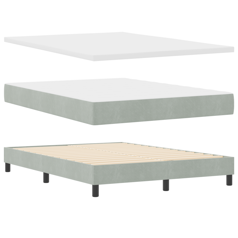 Boxspringbett mit Matratze und LED Licht Hellgrau 160x200 cm Samt