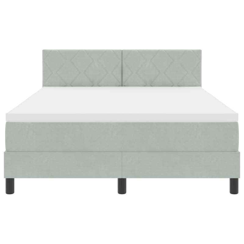Boxspringbett mit Matratze und LED Licht Hellgrau 160x200 cm Samt