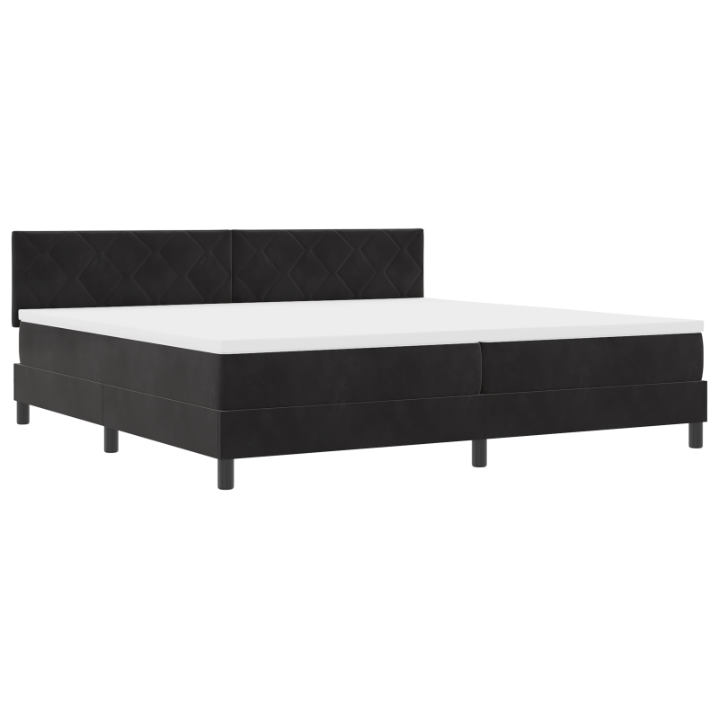 Boxspringbett mit Matratze & LED Schwarz 200x200 cm Velours