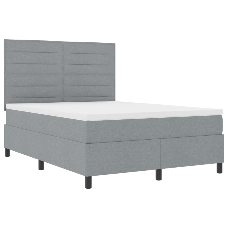 Boxspringbett mit Matratze & LED Hellgrau 160x200 cm Stoff