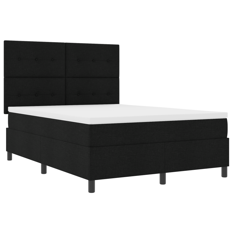 Boxspringbett mit Matratze & LED Schwarz 140x200 cm Stoff