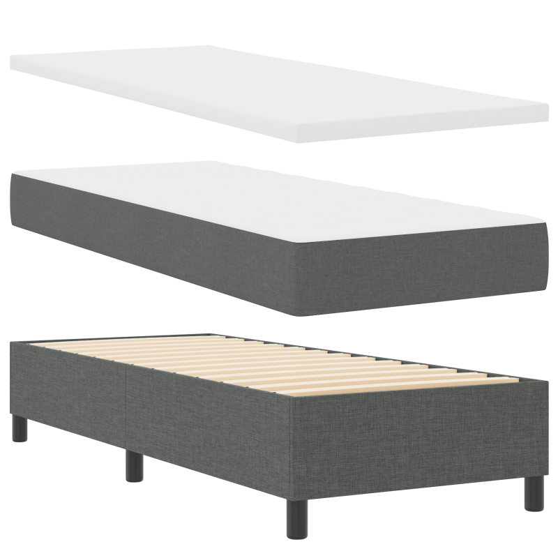 Boxspringbett mit Matratze & LED Dunkelgrau 80x200 cm Stoff
