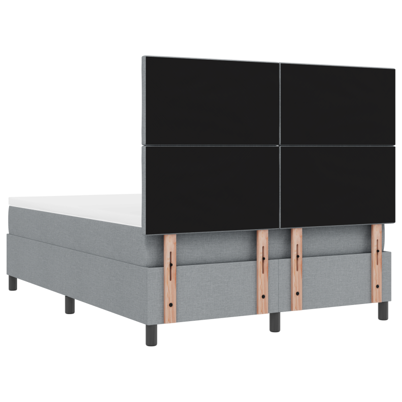 Boxspringbett mit Matratze & LED Licht Grau 140x200 cm Stoff