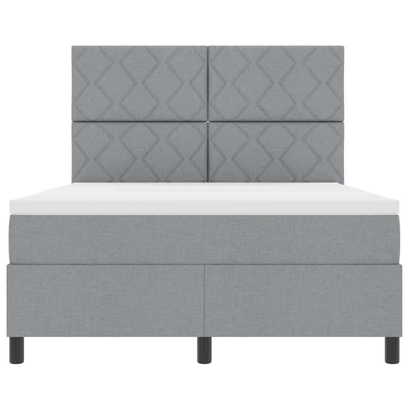 Boxspringbett mit Matratze & LED Licht Grau 140x200 cm Stoff