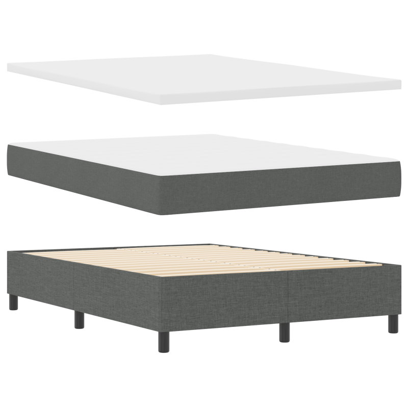 Boxspringbett mit Matratze & LED Dunkelgrau 140x200 cm Stoff
