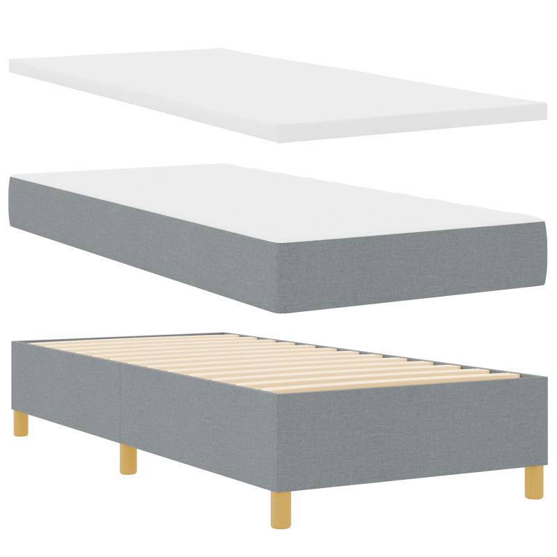 Boxspringbett mit Matratze & LED Licht Grau 90x200 cm Stoff