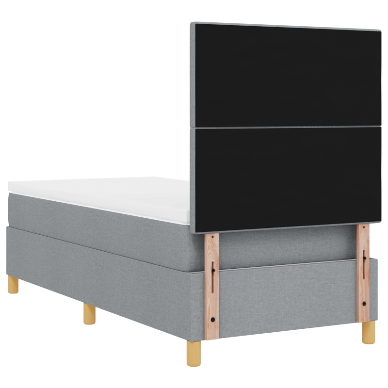 Boxspringbett mit Matratze & LED Licht Hellgrau 100x200 cm Stoff