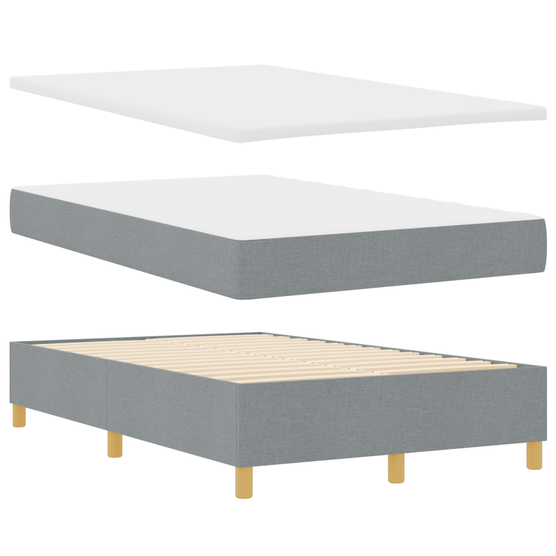 Boxspringbett mit Matratze & LED Licht Grau 120x190 cm Stoff