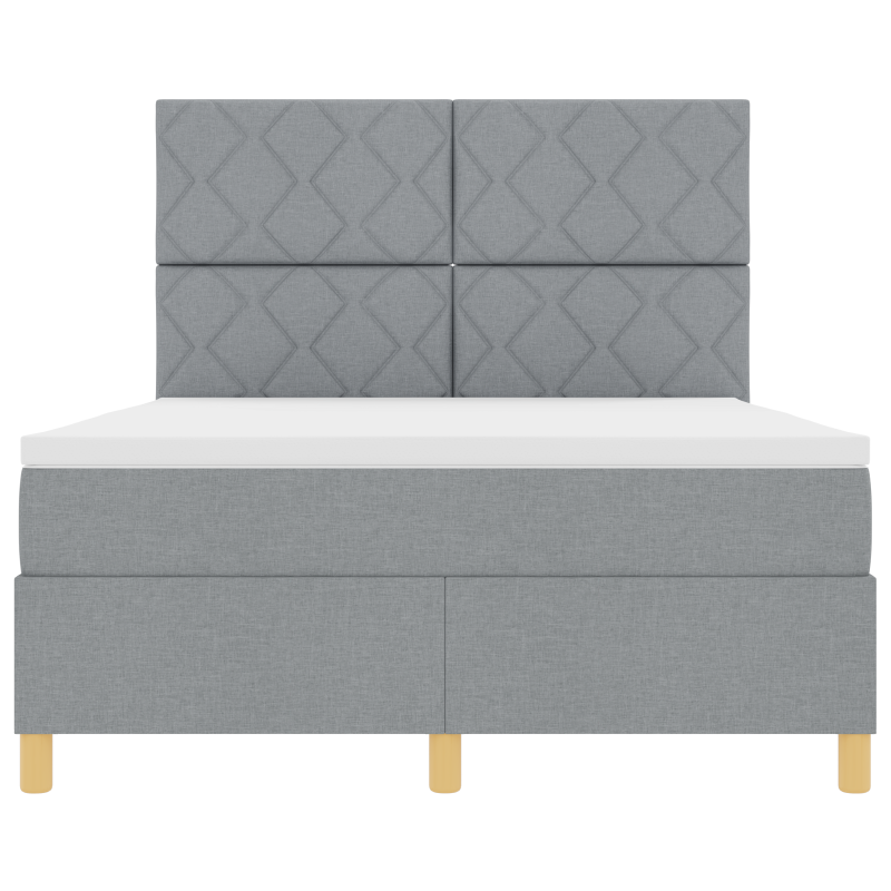 Boxspringbett mit Matratze & LED Licht Grau 140x200 cm Stoff