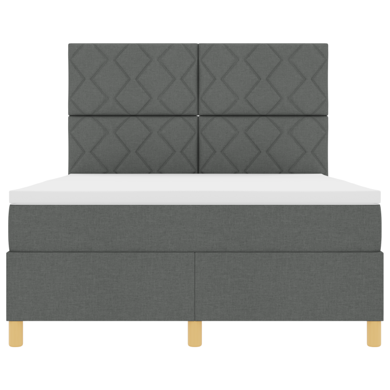 Boxspringbett mit Matratze & LED dunkelgrau 140x200 cm Stoff