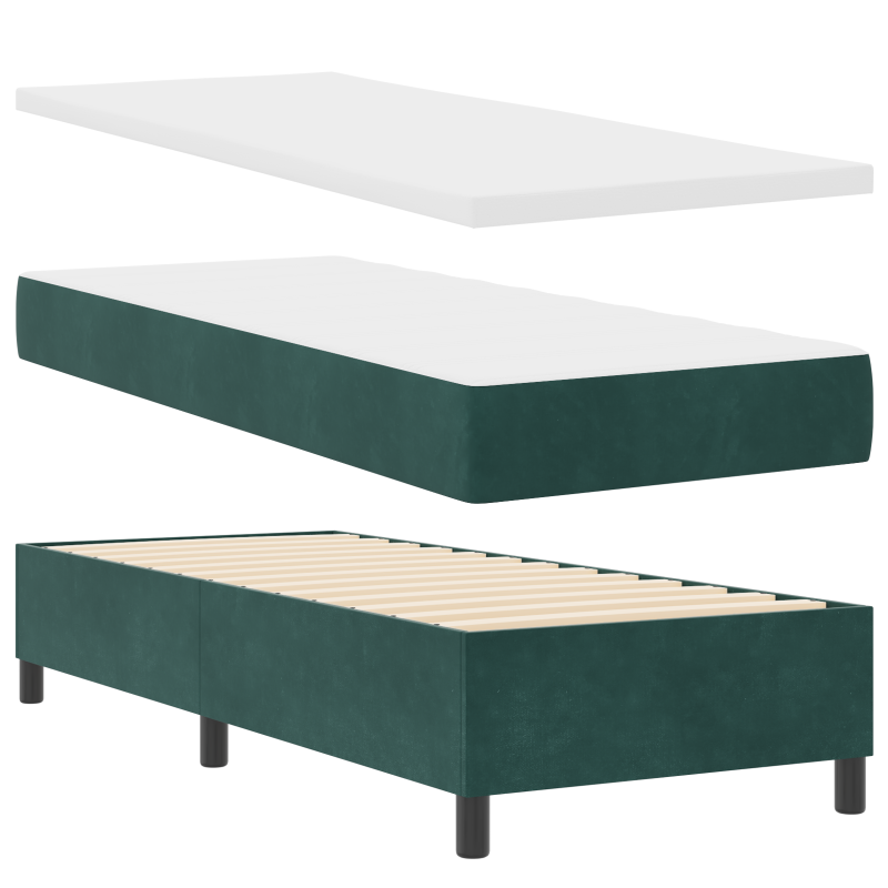 Boxspringbett mit Matratze & LED Dunkelgrün 80x200 cm Velours