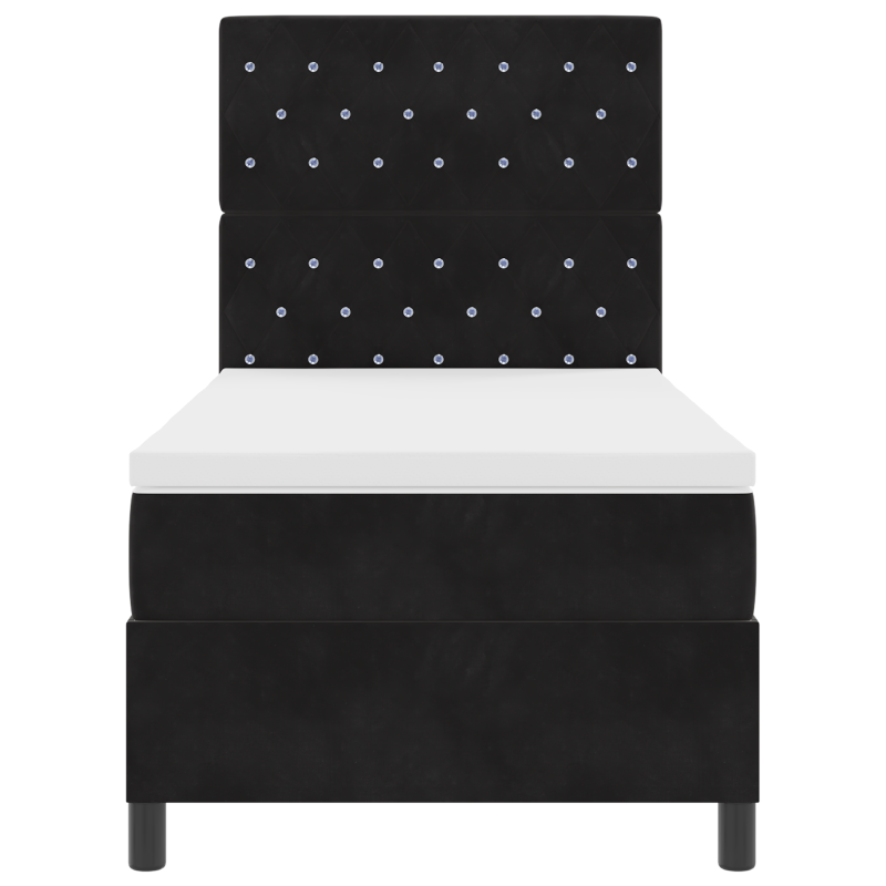 Boxspringbett mit Matratze & LED Schwarz 90x200 cm Samt