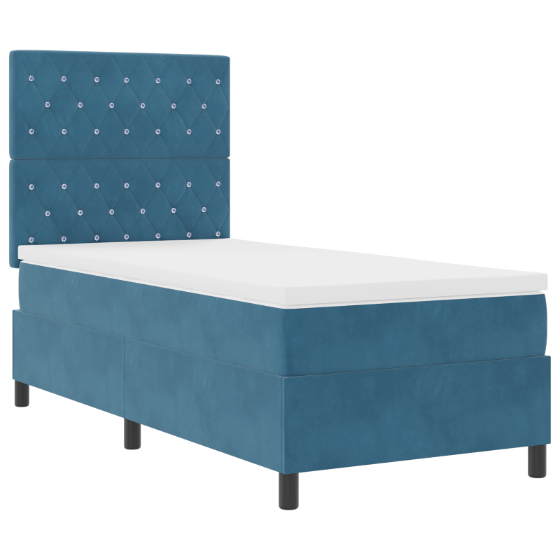 Boxspringbett mit Matratze & LED Dunkelblau 100x200 cm Samt