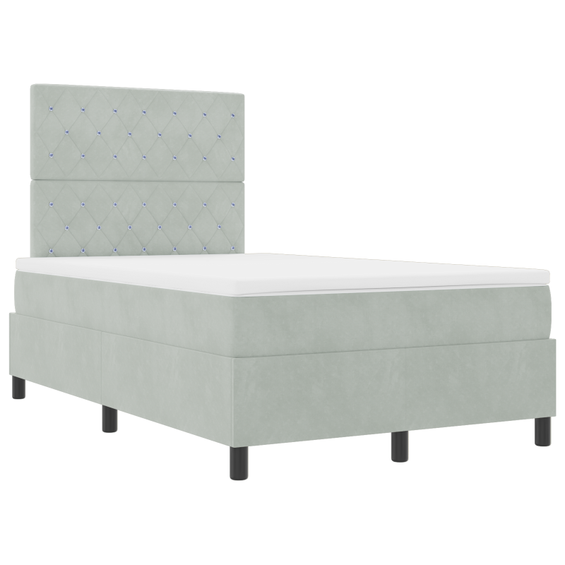 Boxspringbett mit Matratze & LED-Licht Grau 120x190 cm Samt