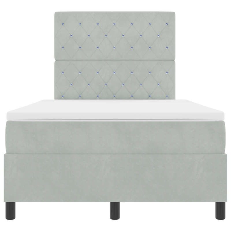 Boxspringbett mit Matratze & LED Licht Hellgrau 120x200 cm Samt
