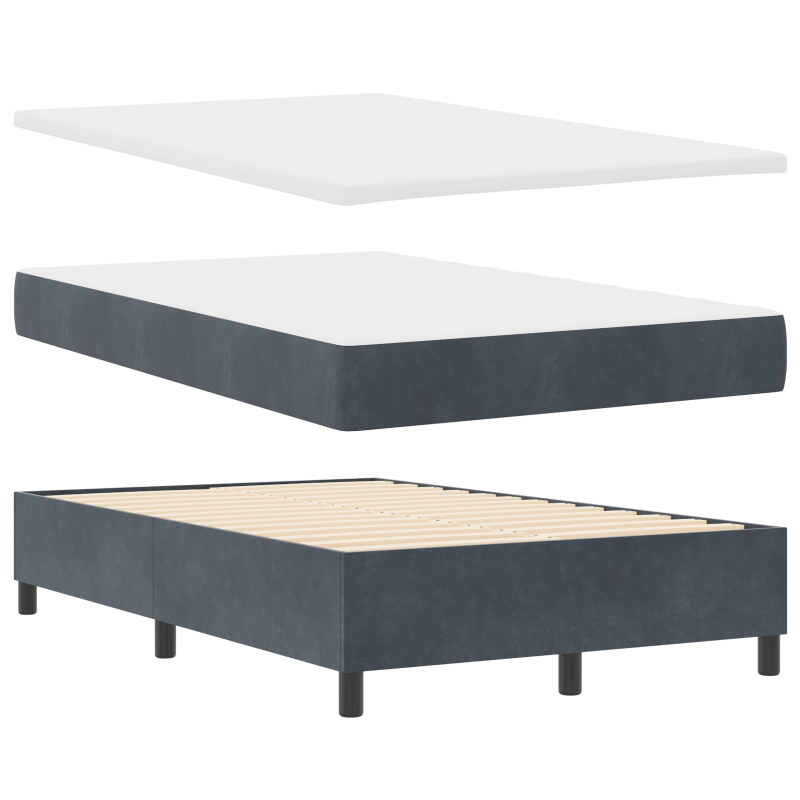 Boxspringbett mit Matratze & LED Dunkelgrau 120x200 cm Samt