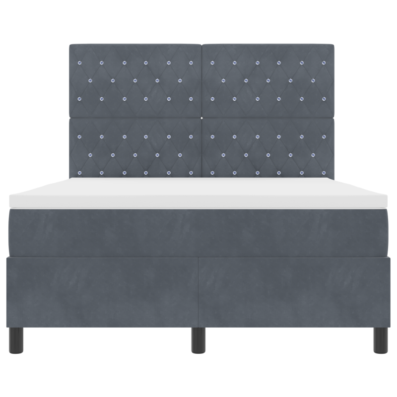 Boxspringbett mit Matratze & LED Dunkelgrau 140x200 cm Velvet