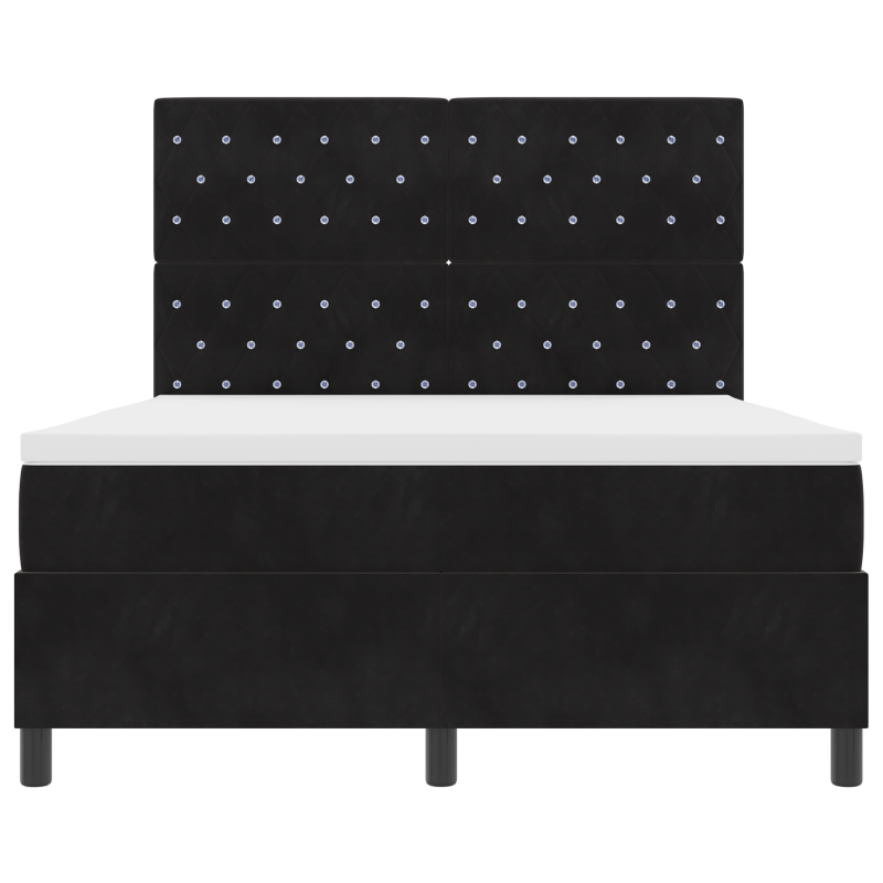 Boxspringbett mit Matratze & LED Schwarz 140x200 cm Velvet
