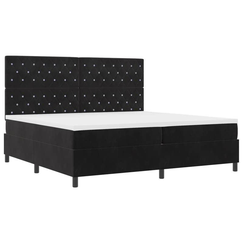 Boxspringbett mit Matratze & LED Schwarz 200x200 cm Samt