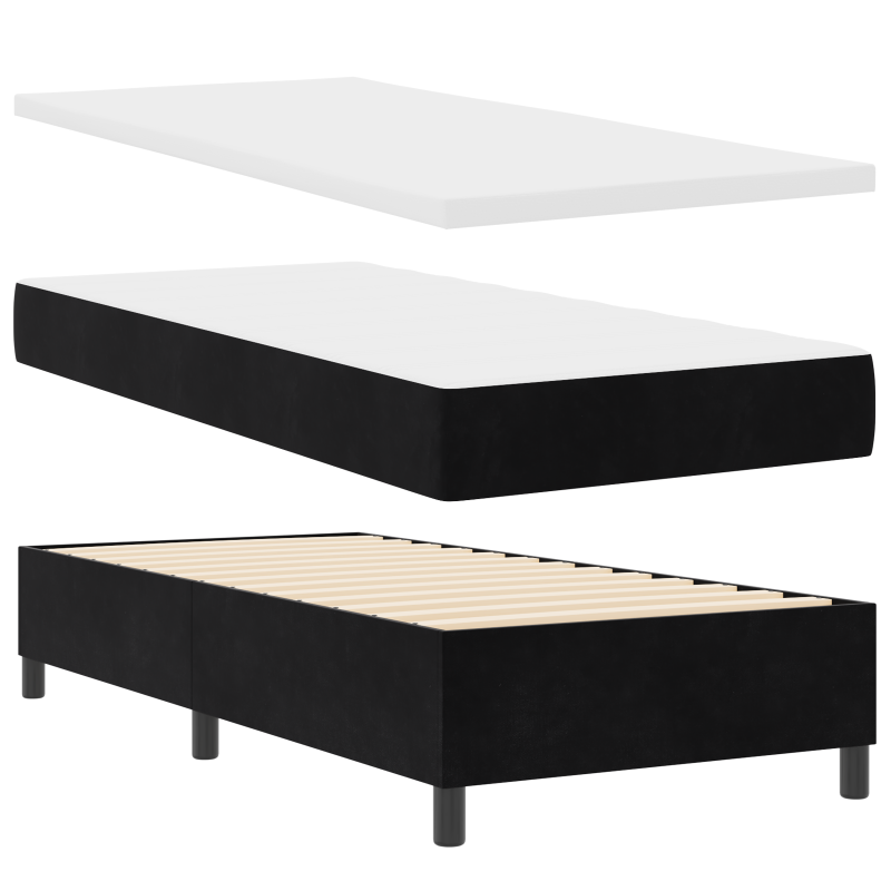 Boxspringbett mit Matratze & LED Schwarz 80x200 cm Samt