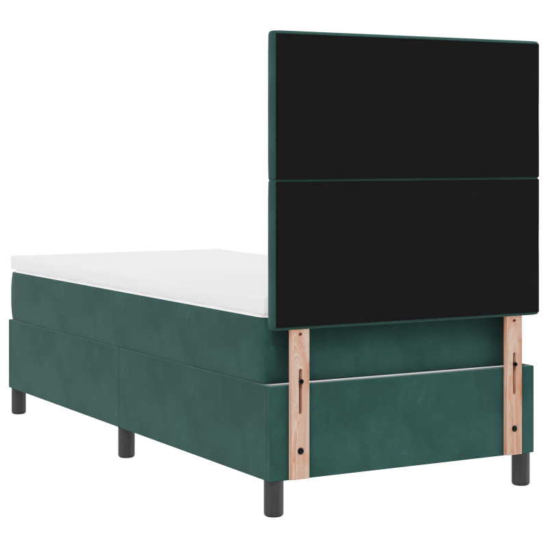 Box Spring Bett mit Matratze & LED Dunkelgrün 90x200 cm Samt