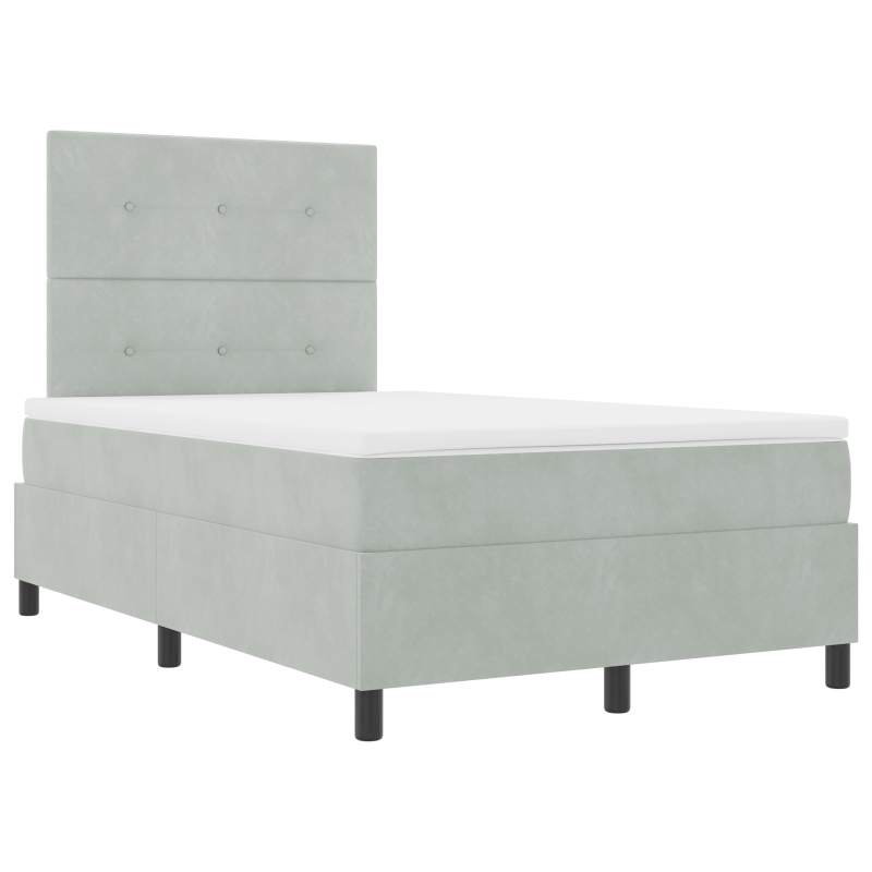Boxspringbett mit Matratze & LED Licht Grau 120x200 cm Samt