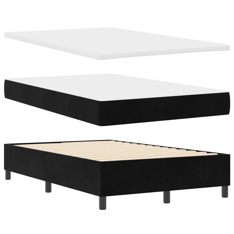 Boxspringbett mit Matratze & LED Schwarz 120x200 cm Samt