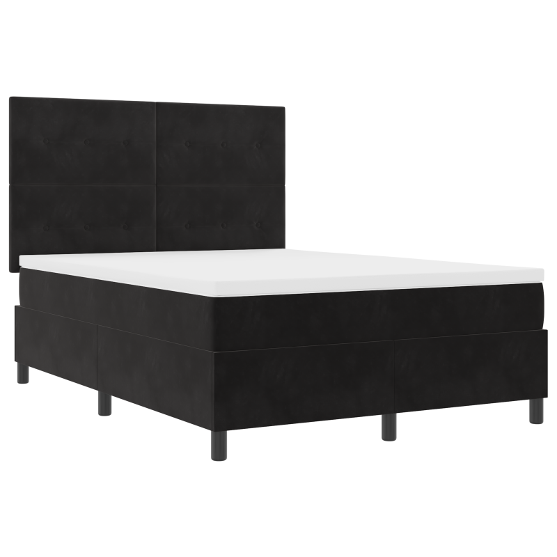 Boxspringbett mit Matratze & LED Schwarz 160x200 cm Samt
