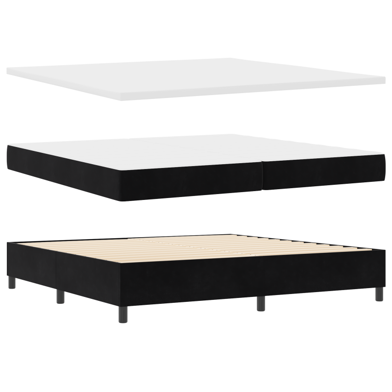 Boxspringbett mit Matratze & LED Schwarz 200x200 cm Samt