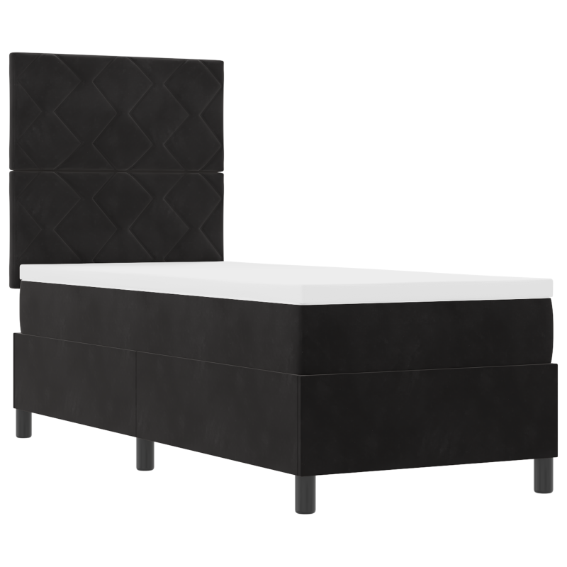 Boxspringbett mit Matratze & LED Schwarz 80x200 cm Velours