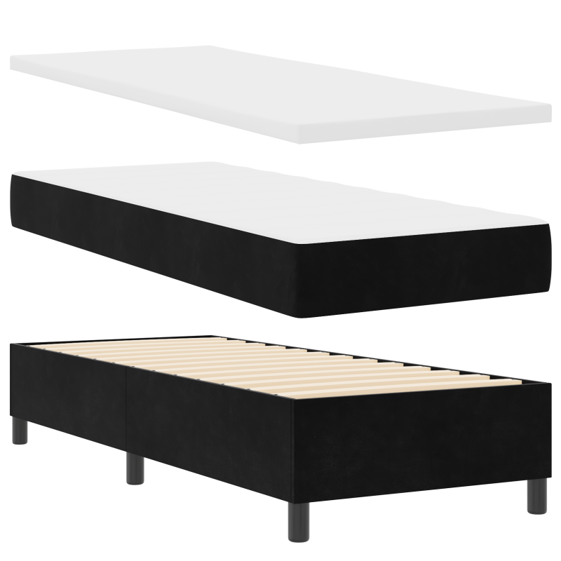 Boxspringbett mit Matratze & LED Schwarz 80x200 cm Velours