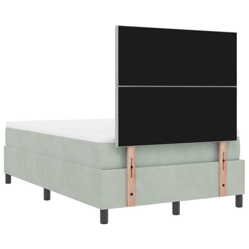 Boxspringbett mit Matratze & LED Licht Hellgrau 120x190 cm Samt
