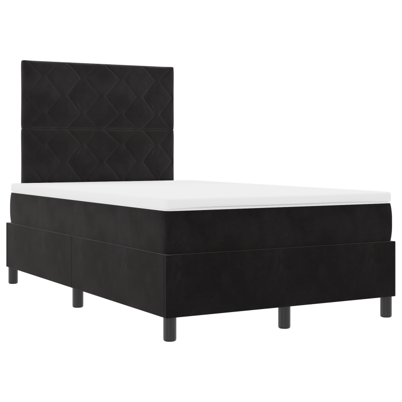 Boxspringbett mit Matratze & LED Schwarz 120x190 cm Samt