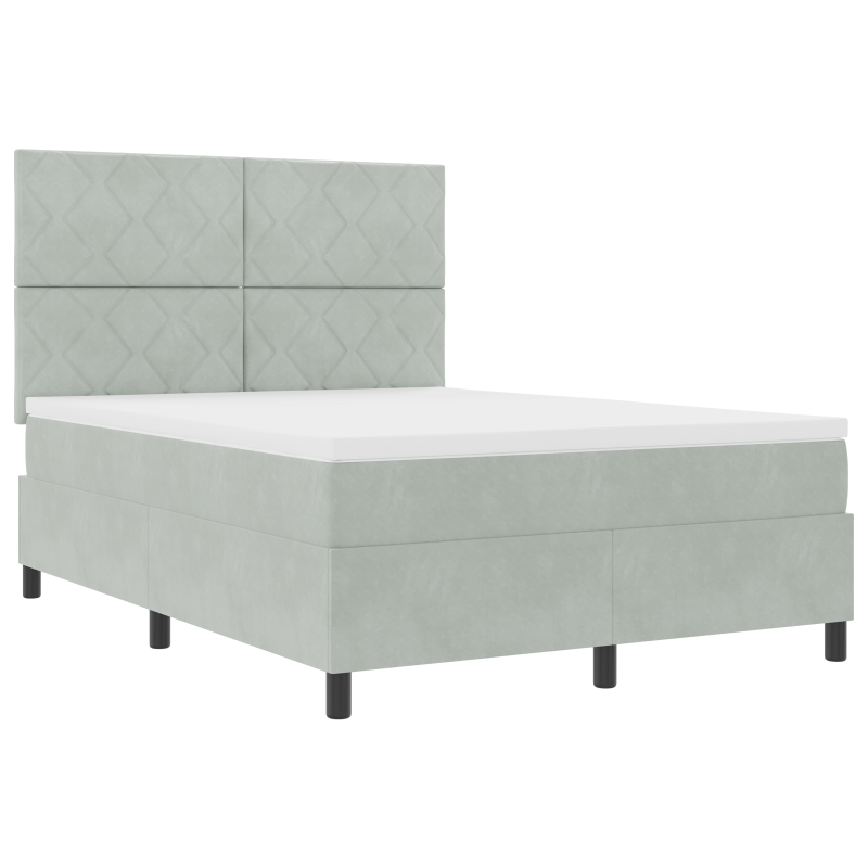 Boxspringbett mit Matratze und LED Licht Grau 140x200 cm Velvet