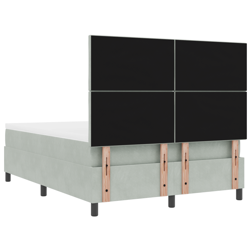 Boxspringbett mit Matratze und LED Licht Grau 140x200 cm Velvet