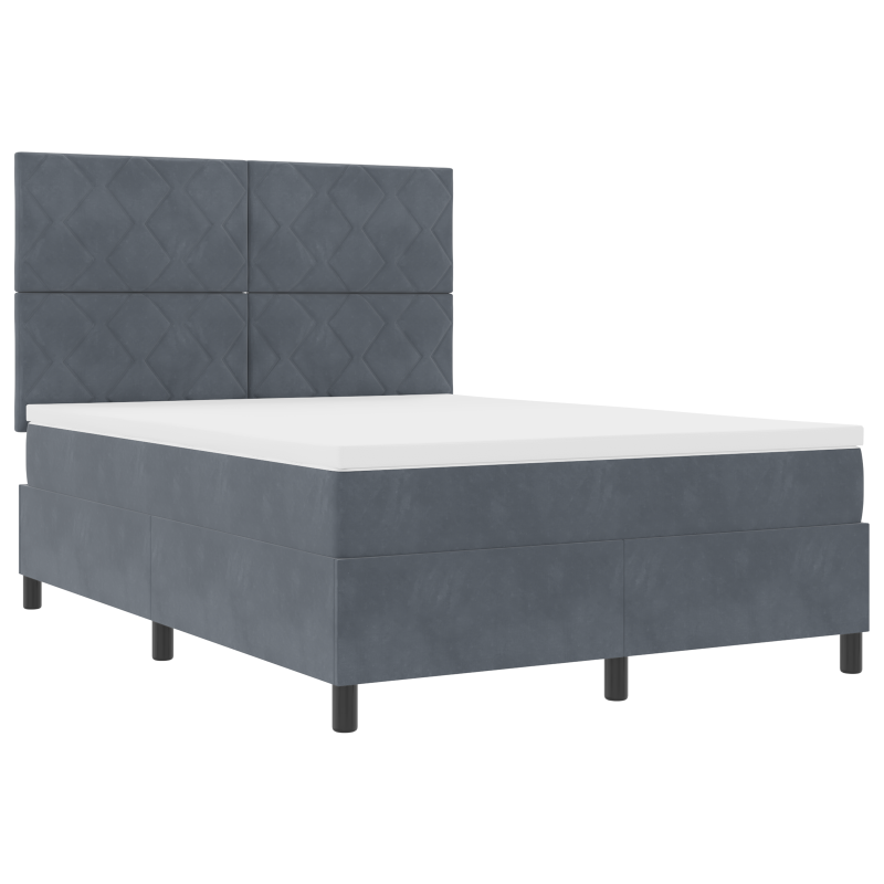Boxspringbett mit Matratze & LED Dunkelgrau 160x200 cm Samt