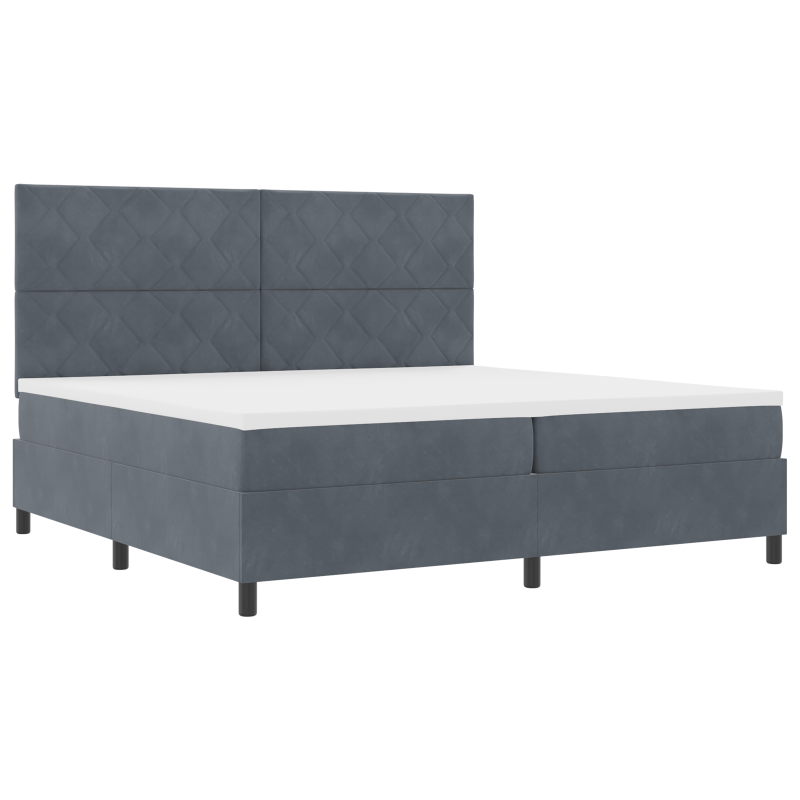 Boxspringbett mit Matratze & LED Dunkelgrau 200x200 cm Velvet