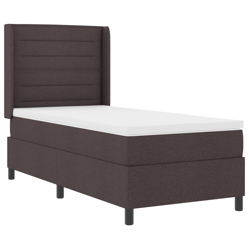 Boxspringbett mit Matratze & LED Dunkelbraun 90x200 cm Stoff