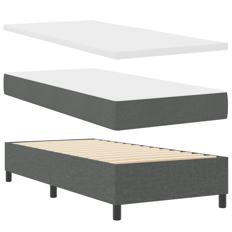 Boxspringbett mit Matratze und LED in Dunkelgrau, 80x200 cm Stoff