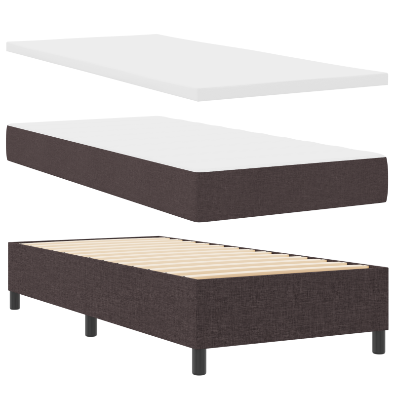 Boxspringbett mit Matratze & LED in Dunkelbraun - 80x200 cm Stoff